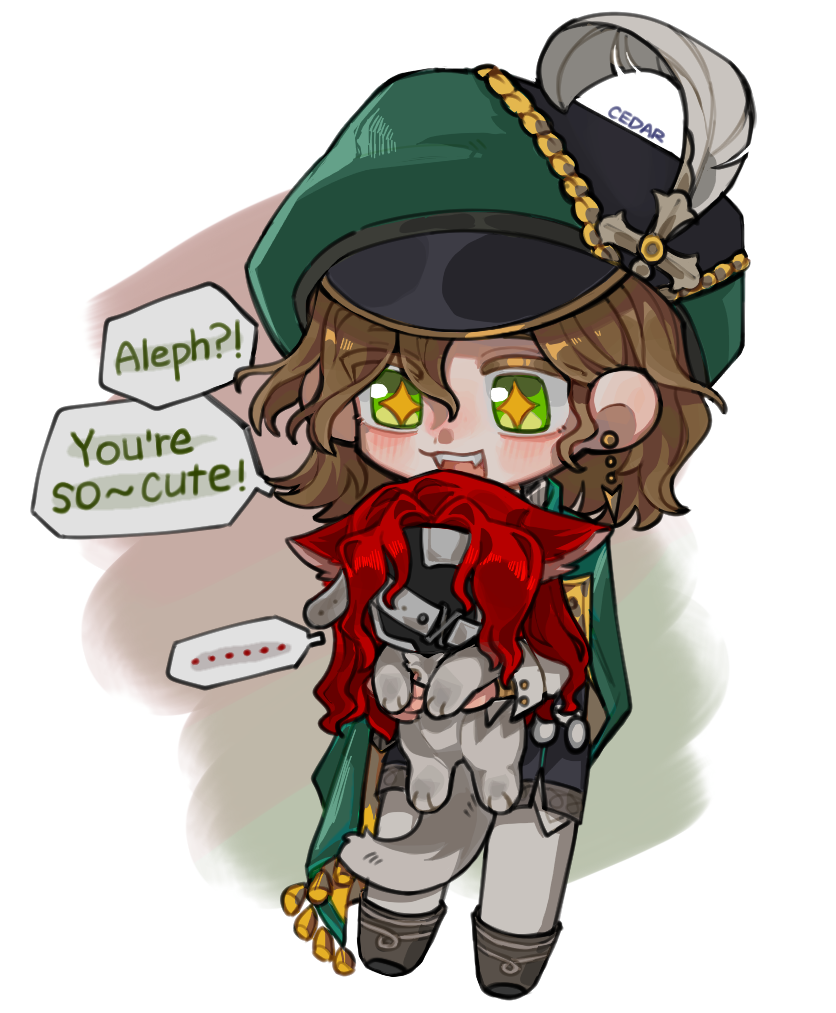 +_+ ... 1girl aleph_(reverse:1999) animal animal_hug animalization black_mask black_shorts boots border brown_boots brown_hair cat deformed fading_border fang full_body green_eyes green_hat grey_background hat hat_feather holding holding_animal looking_at_animal looking_down newsboy_cap pantyhose recoleta_(reverse:1999) reverse:1999 shirt short_hair shorts solo speech_bubble spoken_ellipsis teeth upper_teeth_only white_pantyhose white_shirt yi_ke_xuesongshu