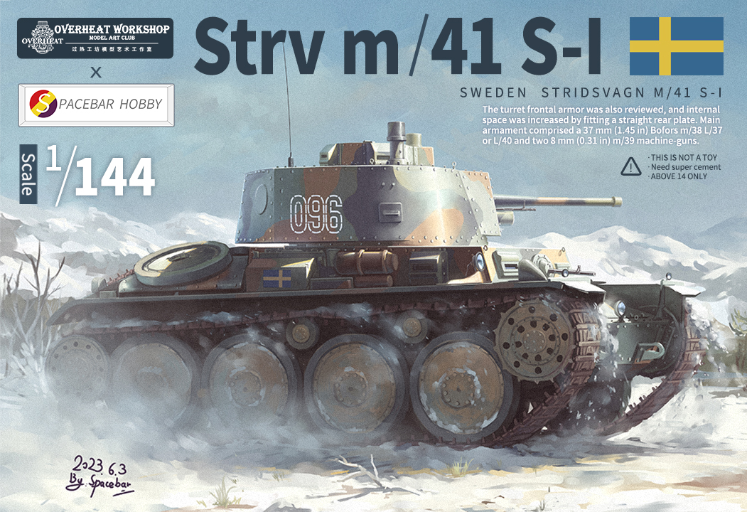 artist_name bare_tree blue_sky box_art caterpillar_tracks chinese_commentary commentary commentary_request dated english_commentary english_text fake_box_art medium_tank military military_vehicle mixed-language_commentary motor_vehicle mountainous_horizon no_humans original radio_antenna sky snow spacebar_hobby strv_m/41 sweden swedish_flag tank tree vehicle_focus world_war_ii