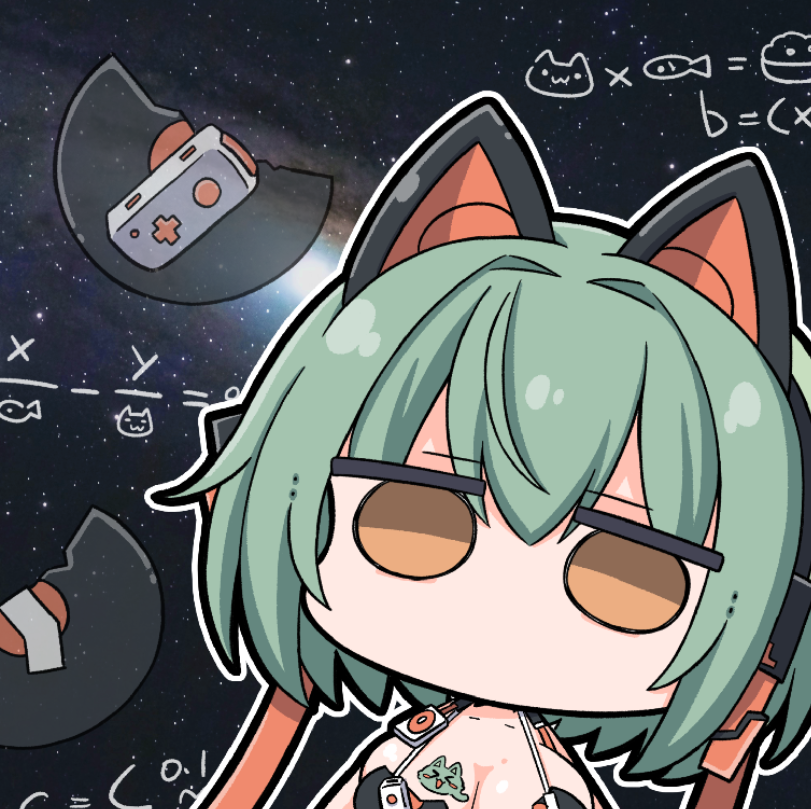 1girl admiral_nakhimov_(azur_lane) admiral_nakhimov_(first_time_in_the_limelight)_(azur_lane) animal_ears azur_lane breasts brown_eyes chibi cleavage collarbone equation green_hair hair_intakes jitome large_breasts looking_at_viewer medium_hair meme nejikirio no_mouth no_nose skindentation solo space space_cat_(meme) swimsuit upper_body