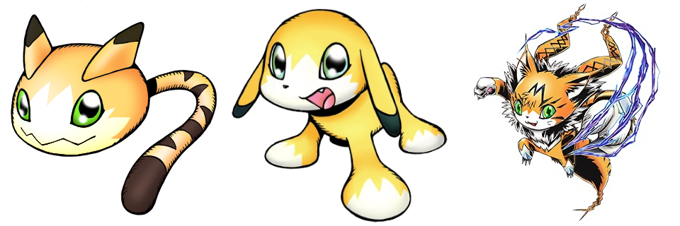 cat claws digimon dog green_eyes meicoomon meicoomon_baby meicoomon_child official_art tail