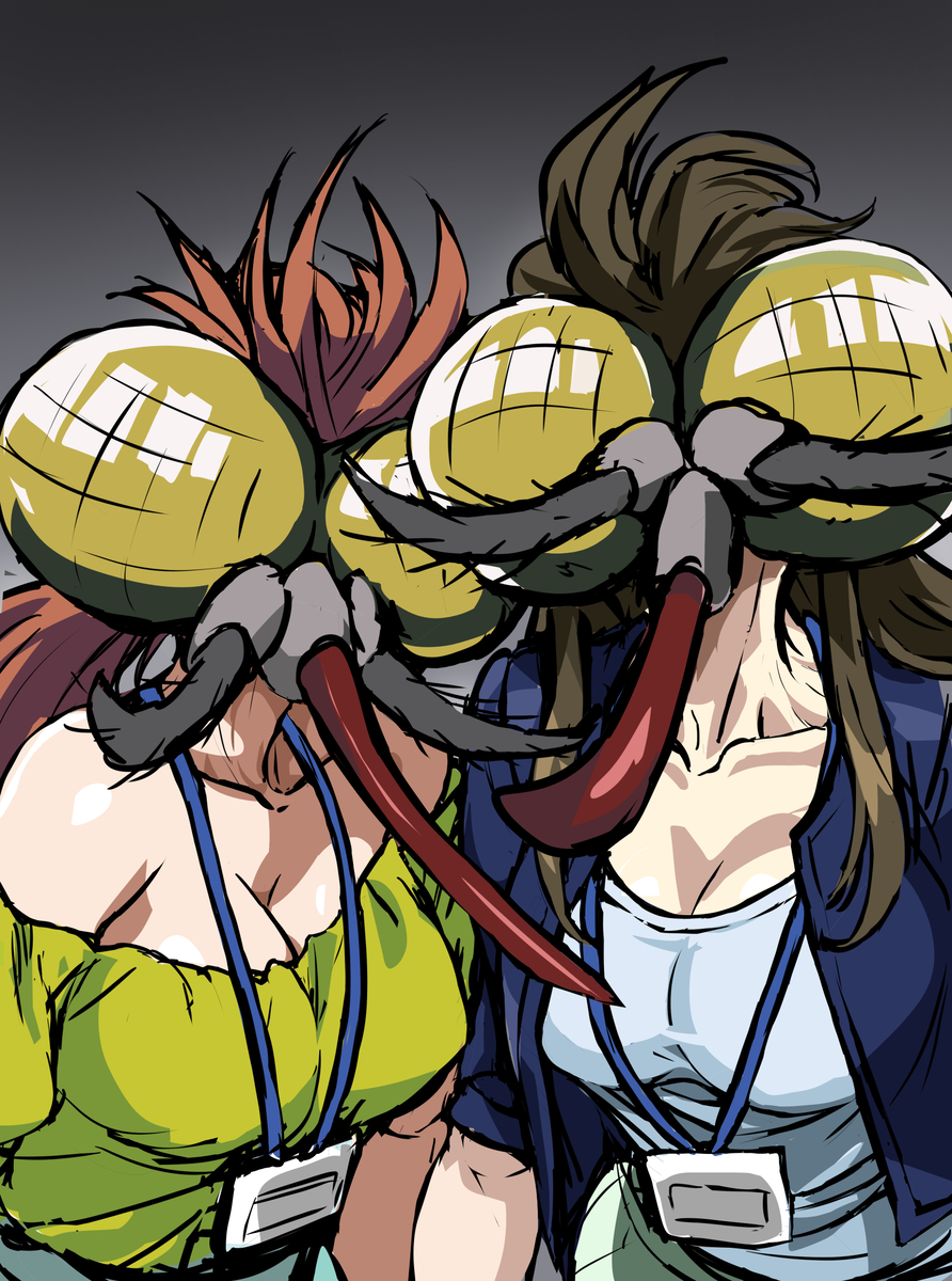 2girls arthropod_girl breasts highres kemono_jihen large_breasts mamesi_(suhk8583) mosquito_girl multiple_girls tagme