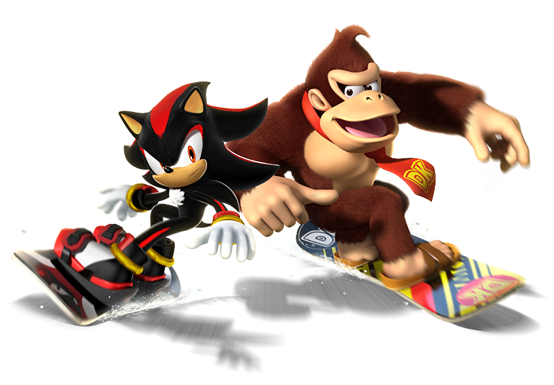 2boys 3d :/ animal_nose arms_up black_fur black_hair body_fur boots brown_eyes brown_fur character_name closed_mouth clothes_writing donkey_kong full_body gloves happy leaning_to_the_side long_hair looking_at_another looking_at_viewer looking_to_the_side male_focus mario_&amp;_sonic_(series) mario_&amp;_sonic_at_the_sochi_2014_olympic_winter_games mario_(series) monkey_boy motion_blur multicolored_footwear multicolored_fur multicolored_hair multiple_boys muscular muscular_male neck_fur necktie nintendo official_art open_mouth pectorals red_eyes red_fur red_hair red_necktie shadow_the_hedgehog sideways_mouth simple_background smile snow snowboard snowboarding sonic_(series) spiked_hair streaked_hair third-party_source tongue transparent_background two-tone_hair white_fur white_gloves