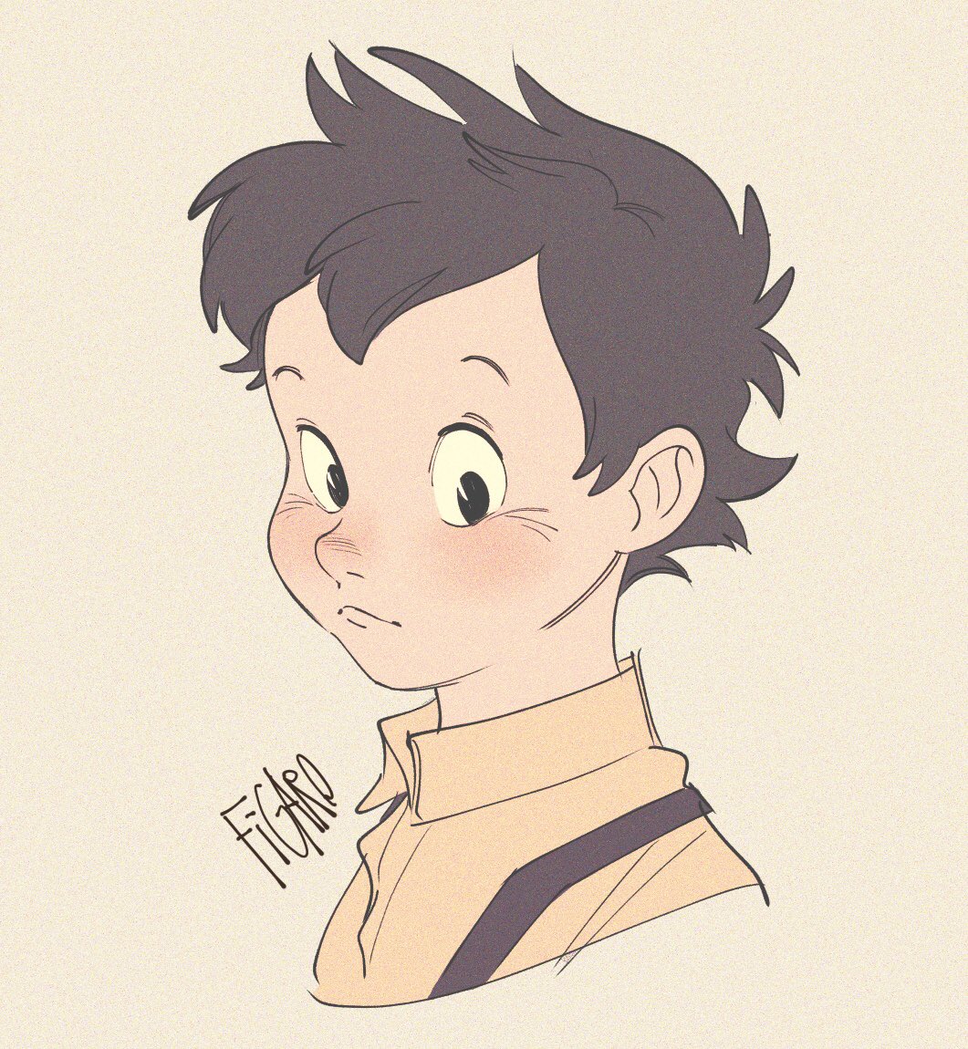 1boy black_eyes black_hair blush closed_mouth cropped_shoulders figaro_(disney) grey_background looking_at_viewer male_focus pinocchio_(disney_movie) portrait shirt short_hair simple_background solo suspenders uochandayo white_shirt
