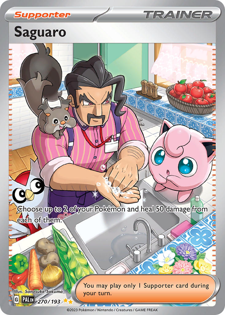 1boy :o apple aqua_eyes arm_hair artist_name basket bell_pepper black_hair buttons card_(medium) carrot character_name closed_mouth company_name copyright_name copyright_notice curtains delibird english_text facial_hair faucet flower food fruit gen_1_pokemon gen_2_pokemon gen_8_pokemon id_card indoors jigglypuff male_focus mustache nintendo official_art on_shoulder onion open_mouth pink_eyes pink_flower pink_shirt pokemon pokemon_(creature) pokemon_card pokemon_on_shoulder pokemon_sv pokemon_tcg potato purple_flower saguaro_(pokemon) sakuma_sanosuke shirt short_hair short_sleeves sink skwovet smile soap_bubbles suspenders third-party_source trading_card washing_hands white_flower yellow_flower