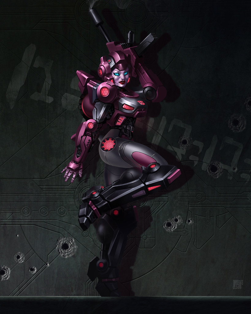 alien alphabet arcee autobot beam_rifle blue_eyes bullet_hole commentary concept_art cybertron damaged emblem energy_cannon energy_gun english_commentary jamesdaly light lips looking_at_viewer machinery mecha no_humans official_art official_style production_art realistic robot science_fiction signature transformers transformers:_fall_of_cybertron weapon