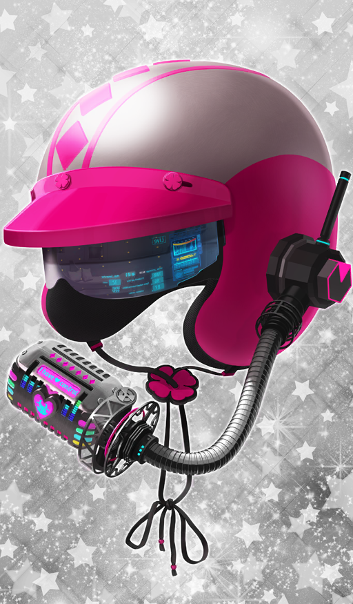 akitaken_(non_faciem) chin_strap commentary english_text fate/grand_order fate_(series) han&#039;ei_no_chocolate_gardens_of_valentine headset heart helmet microphone no_humans object_focus official_art pilot_helmet pink_helmet pink_theme star_(symbol) star_symbol_background still_life third-party_source unworn_headwear unworn_helmet user_interface white_background
