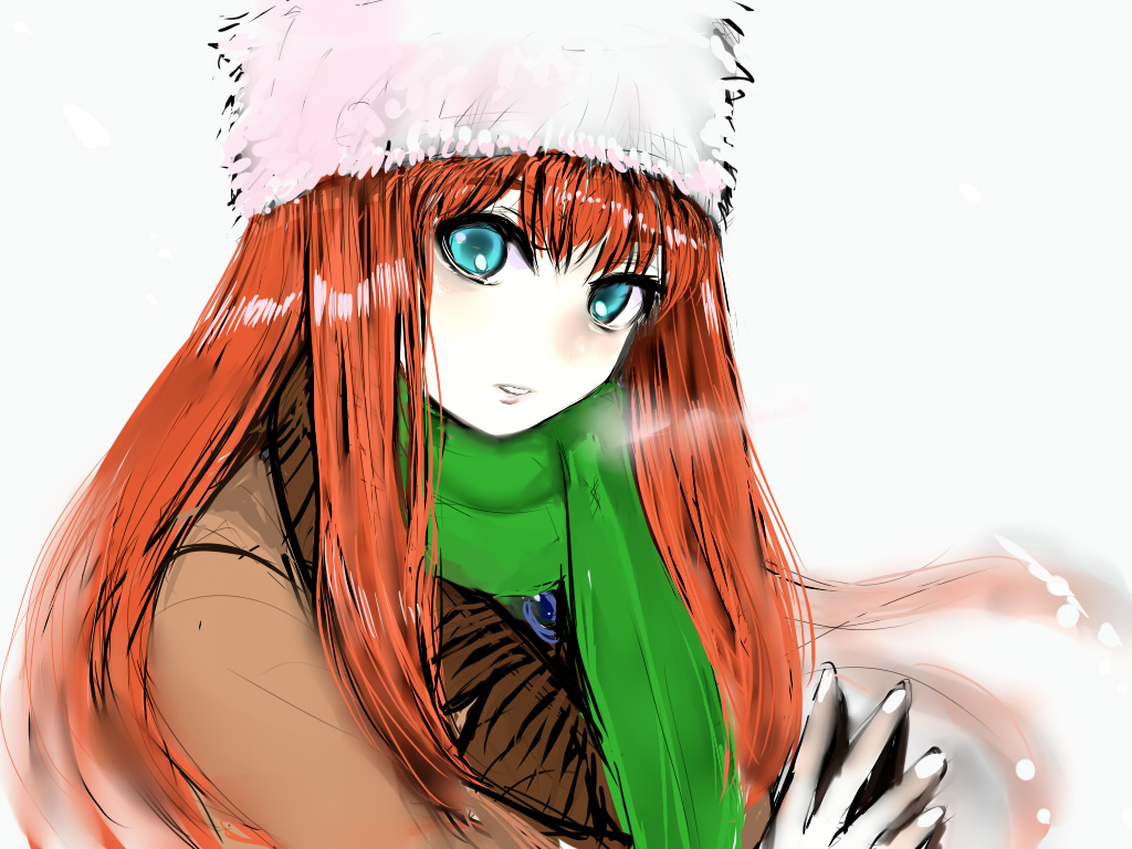 00s 1girl blue_eyes female_focus hairband long_hair looking_at_viewer melty_blood red_hair simple_background smile solo tarakoutibiru tohno_akiha toono_akiha tsukihime type-moon vermillion_akiha winter_clothes