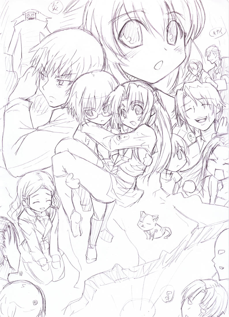 00s 6+boys 6+girls arakawa_(suzumiya_haruhi) asahina_mikuru asakura_ryoko celestial_(suzumiya_haruhi) computer_club_president_(suzumiya_haruhi) greyscale kimidori_emiri koizumi_itsuki kunikida_(suzumiya_haruhi) kyon kyon_no_imouto monochrome mori_sonou multiple_boys multiple_girls nagato_yuki school_uniform serafuku shamisen_(suzumiya_haruhi) sketch suzumiya_haruhi_no_yuuutsu tamaru_keiichi tamaru_yutaka taniguchi_(suzumiya_haruhi) tokyo_(great_akuta) tsuruya