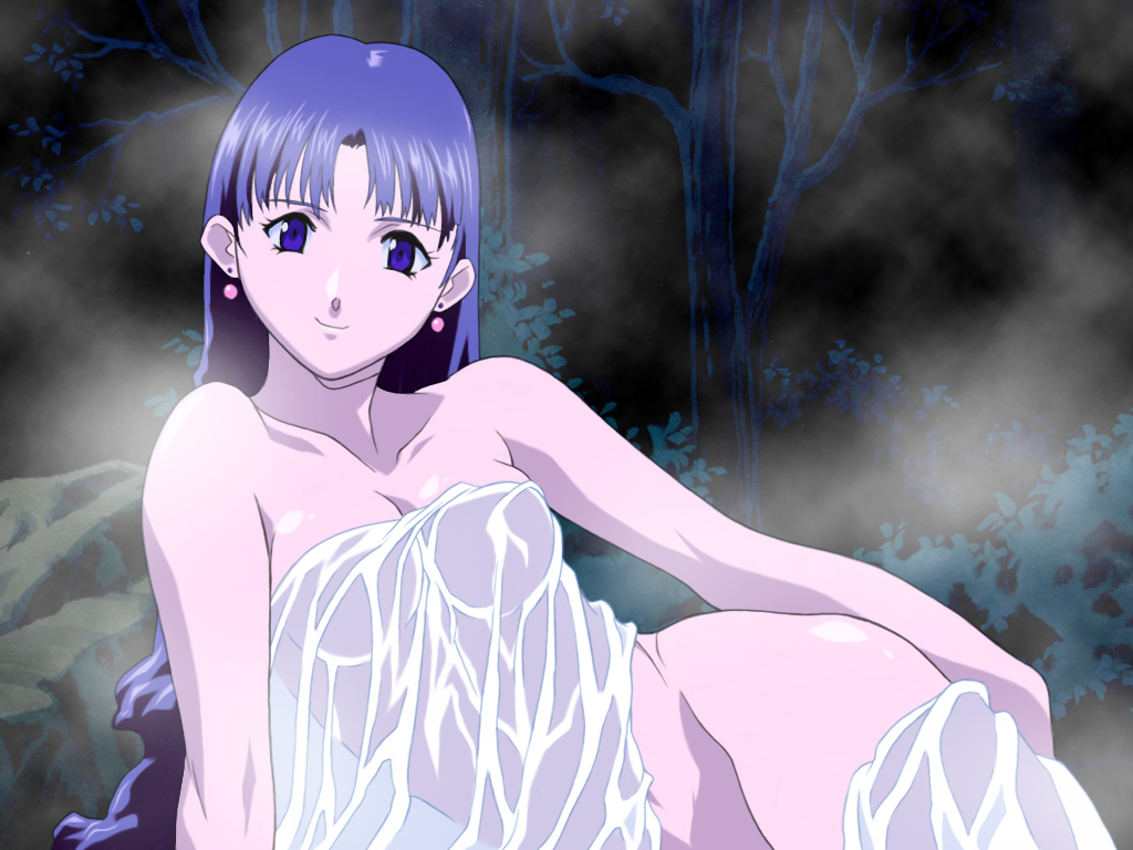 1girl astre bent_over blue_eyes blue_hair breasts female_focus le_roman_de_la_reine_a_gertruds long_hair medium_breasts nakazawa_kazuto solo
