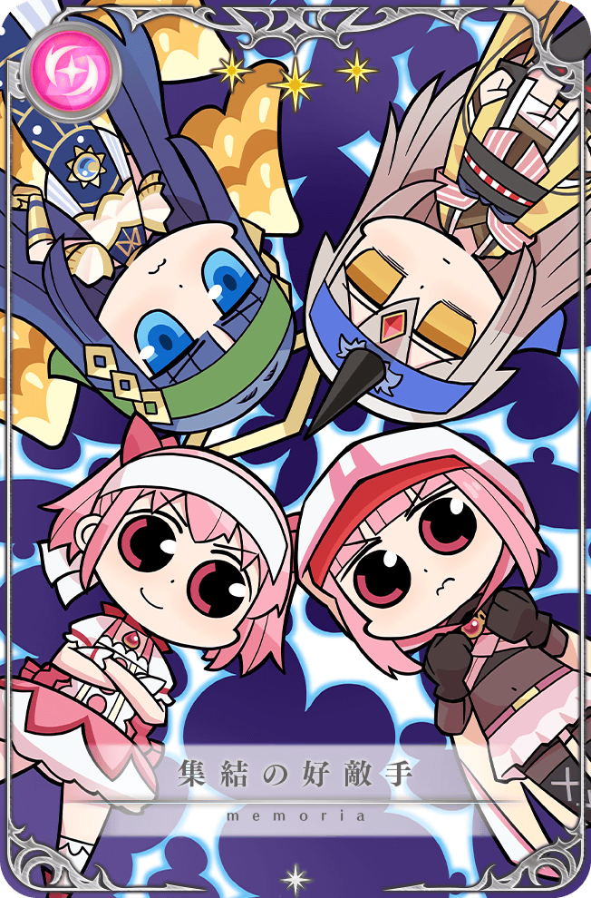4girls angel belt belt_buckle black_boots black_gloves black_horns black_shirt black_shorts black_thighhighs blue_background blue_dress blue_eyes blue_hair blue_headband blunt_bangs bodystocking boots bow bow_choker bracer brown_kimono bubble_skirt buckle buttons card_(medium) center_frills chest_jewel chibi choker clenched_hands cloak closed_mouth covered_erect_nipples crop_top crossed_arms determined diamond_halo dot_nose dress empty_eyes expressionless fake_horns feet_out_of_frame footwear_bow frilled_skirt frilled_sleeves frilled_socks frills frown game_cg gem gem_hair_ornament gloves green_headband hair_between_eyes hair_bow halo haori headband hood hood_up hooded_cloak horns jacket japanese_clothes kaname_madoka kaname_madoka_(magical_girl) kimono kneehighs kureha_yuna lace-up_boots layered_dress legs_apart light_blush long_dress long_hair long_sleeves looking_at_viewer lying magia_record:_mahou_shoujo_madoka_magica_gaiden magical_girl mahou_shoujo_madoka_magica miniskirt multiple_girls multiple_wings nanami_yachiyo nanami_yachiyo_(historia_ver.) official_alternate_costume official_art on_back papa_(shimeguru) picture_frame pink_belt pink_bow pink_brooch pink_dress pink_gemstone pink_hair pink_skirt pleated_skirt puffy_short_sleeves puffy_sleeves red_bow red_choker red_gemstone red_shoes shirt shoes short_dress short_hair short_kimono short_sleeves short_twintails shorts shorts_under_skirt single_horn skirt skirt_under_dress smile socks square_neckline star_(symbol) tamaki_iroha thigh_boots thighhighs translated turtleneck turtleneck_shirt twintails upside-down v-shaped_eyebrows waist_bow wavy_mouth white_cloak white_dress white_gloves white_headband white_shorts white_skirt white_sleeves white_socks wings yellow_eyes yellow_halo yellow_jacket yellow_wings