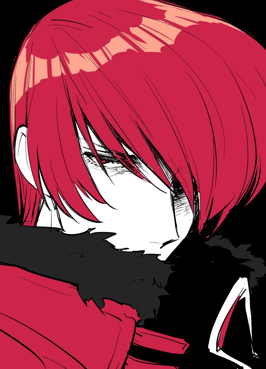 1boy black_background food_fighter_441 highres jacket male_focus red_eyes red_hair the_king_of_fighters the_king_of_fighters_xiv yagami_iori