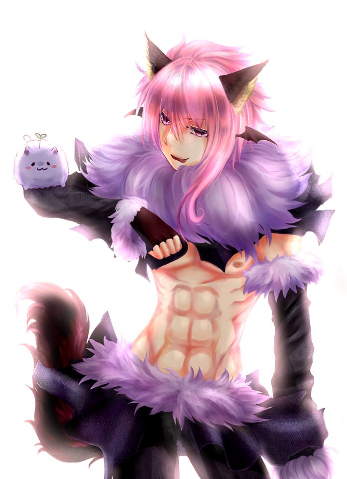 1boy :3 :p abs animal_ears animal_on_arm artist_name black_pants black_sleeves contrapposto cowboy_shot detached_sleeves ear_wings fingerless_gloves fur-trimmed_pants fur-trimmed_sleeves fur_collar fur_trim gloves hair_between_eyes lanmei_jiang long_bangs long_hair looking_at_viewer male_focus monochrome muscular muscular_male navel nipples open_mouth pants pectorals ragnarok_online shadow_chaser_(ragnarok_online) simple_background smile solo tail tongue tongue_out waist_cape white_background wolf wolf_boy wolf_ears wolf_tail