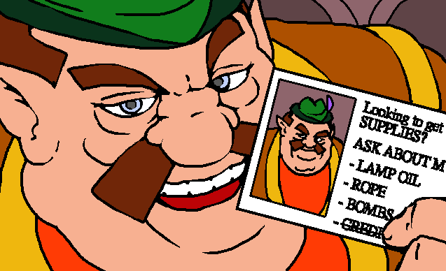 archived_source blue_eyes brown_hair business_card card derivative_work english_text facial_hair fat fat_man feathers green_headwear hat_feather holding holding_card link:_the_faces_of_evil male_focus meme morshu mustache nintendo parody pointy_ears purple_feathers solo soredemo_tsuma_o_aishiteru takabe_torao teeth the_legend_of_zelda the_legend_of_zelda_(cd-i) ugly_bastard upper_teeth_only