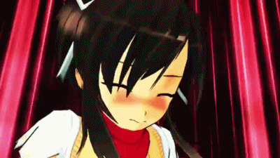 10s 3d animated animated_gif armor ass asuka_(senran_kagura) blush brown_eyes brown_hair hair_ribbon japanese_armor katana kote lowres panties ponytail ribbon senran_kagura senran_kagura_shinovi_versus sword torn_clothes underwear weapon yellow_panties