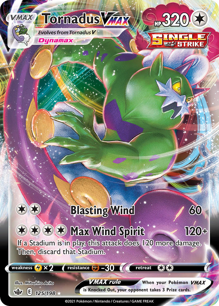 arita_mitsuhiro artist_name card_(medium) character_name claws company_name copyright_name copyright_notice dynamax english_text gen_5_pokemon legendary_pokemon muscular nintendo official_art pokemon pokemon_(creature) pokemon_card pokemon_focus pokemon_tcg red_clouds third-party_source tornadus tornadus_(incarnate) trading_card wind