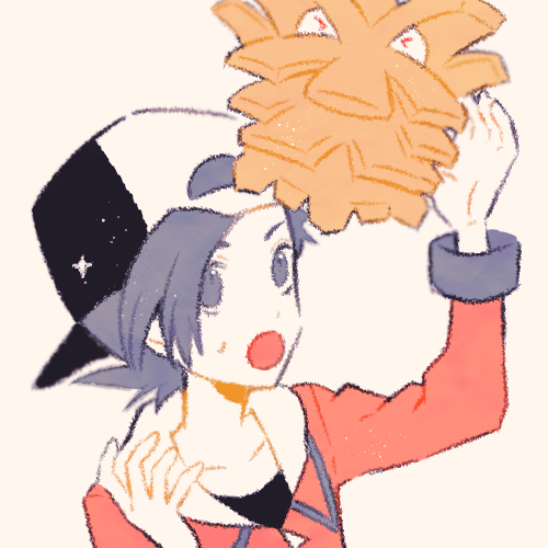 &gt;_&lt; 1boy :o alternate_color backwards_hat baseball_cap black_hair black_hat ethan_(pokemon) gen_2_pokemon hat jacket long_sleeves looking_at_another lowres male_focus nintendo open_mouth pineco pokemon pokemon_(creature) pokemon_hgss red_jacket ryokuno_green shiny_pokemon short_hair simple_background upper_body white_background