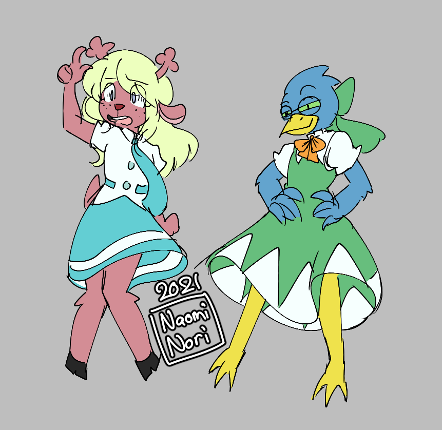 1boy 1girl animal_ears antlers berdly_(dark_world)_(deltarune) berdly_(deltarune) blouse buttons cirno cirno_(cosplay) collared_shirt cosplay crossdressing deer_ears deer_girl deltarune dress freckles hair_ribbon hooves horns long_hair medium_skirt naominori necktie noelle_holiday noelle_holiday_(dark_world) puffy_short_sleeves puffy_sleeves reindeer_girl reisen_udongein_inaba reisen_udongein_inaba_(cosplay) ribbon shirt short_sleeves skirt touhou white_shirt