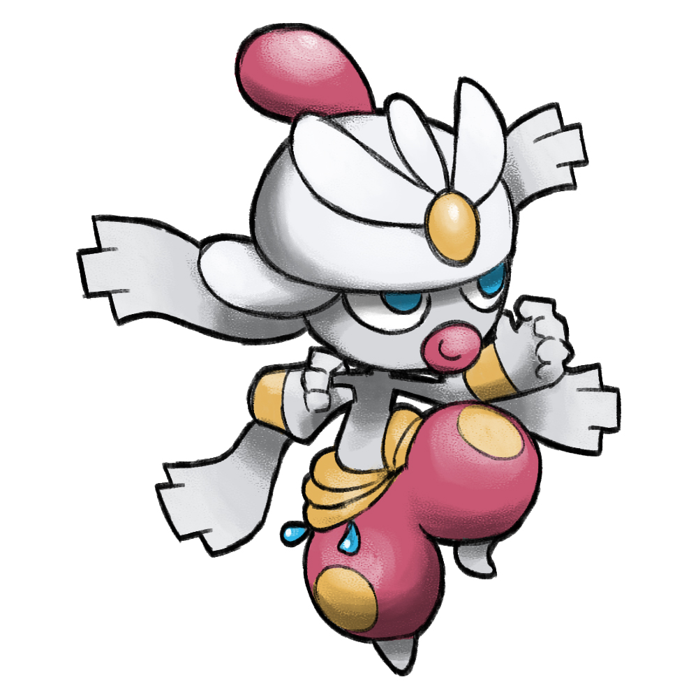 blacknirrow blue_eyes chibi closed_mouth fighting_stance full_body gen_3_pokemon medicham mega_medicham mega_pokemon nintendo no_humans pokemon pokemon_(creature) simple_background smile solo standing standing_on_one_leg white_background
