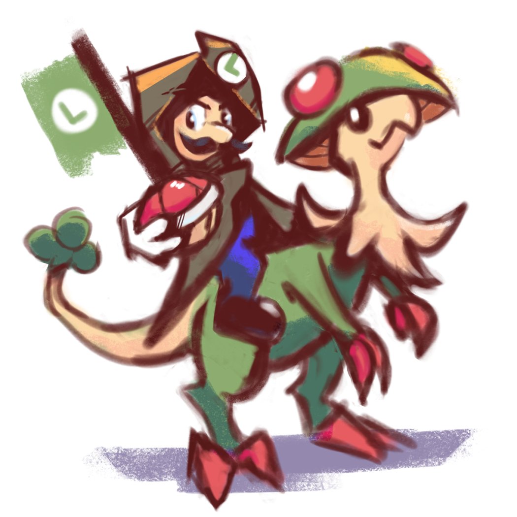 1boy black_shoes blue_pants breloom cape commentary cosplay english_commentary facial_hair flag flamepillow gen_3_pokemon gloves holding holding_flag holding_shell hood hooded_cape killing_of_brian_thompson luigi luigi_mangione luigi_mangione_(cosplay) male_focus mario_(series) mustache name_connection nintendo pants pokemon pokemon_(creature) real_life red_shell_(mario) riding riding_pokemon shadow shell shoes simple_background solo white_background white_gloves
