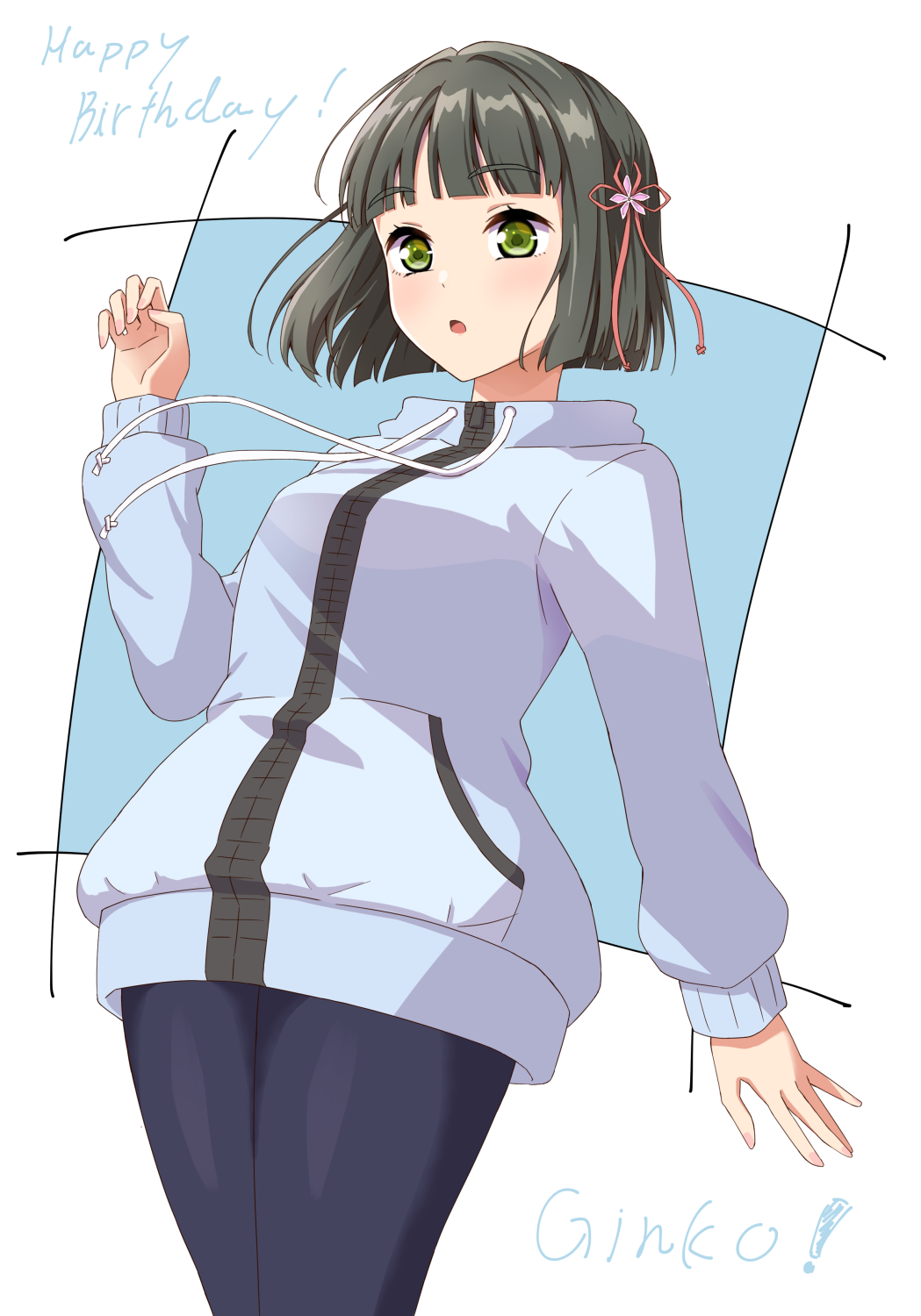 1girl green_eyes happy_birthday highres link!_like!_love_live! long_sleeves looking_at_viewer love_live! momose_ginko momose_ginko_(winter_training_wear) qy73 short_hair solo