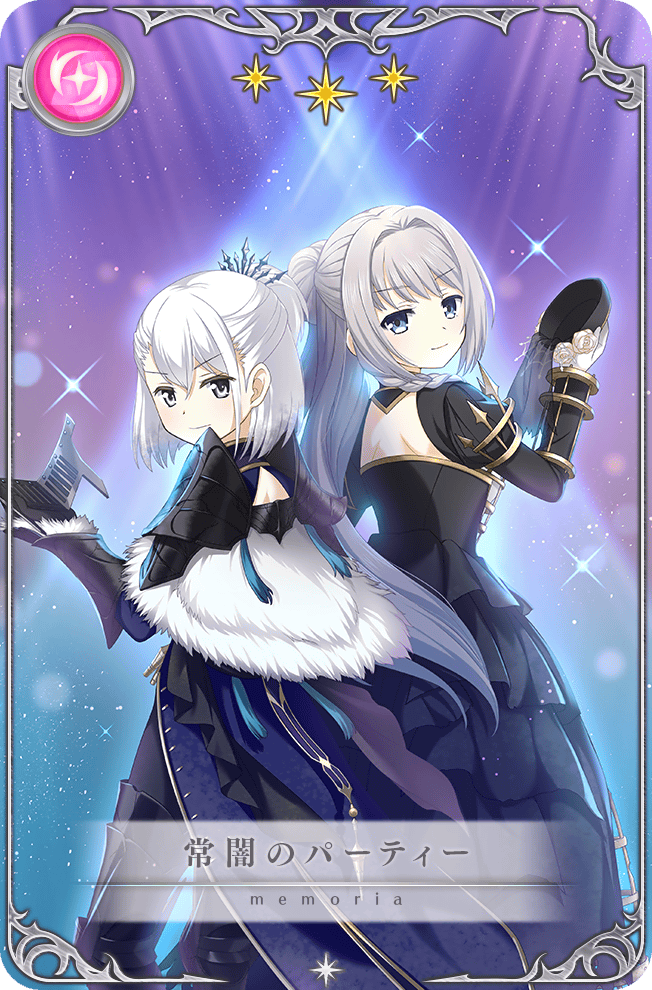 2girls armored_boots artist_request back-to-back back_cutout beret black_dress black_footwear black_hat black_pants black_veil blue_eyes blue_outline boots braid cape card_(medium) closed_mouth clothing_cutout collared_dress cowboy_shot dot_nose dress flower frilled_cape fur-trimmed_cape fur_trim game_cg gloves gown grey_eyes hair_between_eyes hair_bun hair_intakes hat hat_flower holding holding_mask holding_unworn_clothes holding_unworn_hat izumi_kanagi izumi_kanagi_(tokoyami_ver.) juliet_sleeves light_blush light_particles long_dress long_hair long_sleeves magia_record:_mahou_shoujo_madoka_magica_gaiden mahou_shoujo_madoka_magica mask multiple_girls official_art outline pants picture_frame puffy_sleeves purple_background purple_cape rose see-through_clothes see-through_veil short_hair shoulder_blades single_braid single_hair_bun smile sparkle spotlight star_(symbol) thigh_boots tiara translated unworn_hat unworn_headwear veil very_long_hair white_flower white_gloves white_hair white_rose yakumo_mitama yakumo_mitama_(tokoyami_ver.)