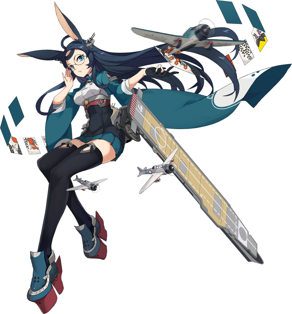 1girl adjusting_eyewear aircraft airplane animal_ears aqua_shoes aqua_skirt azur_lane black_gloves black_thighhighs blue_eyes blue_hair bomber breasts chrysanthemum dive_bomber eyebrows eyelashes facing_away female_focus flight_deck floating_hair flower full_body glasses gloves hair_ornament japanese_clothes kikumon long_hair machinery medium_breasts military_vehicle miniskirt official_art palms parted_lips partially_fingerless_gloves platform_footwear pleated_skirt rabbit_ears round_eyewear ship_turret shoes single_glove skirt solo souryuu_(azur_lane) straight_hair thighhighs torpedo_bomber transparent_background turtleneck underbust xiao_(ye_yiaoxi) zettai_ryouiki