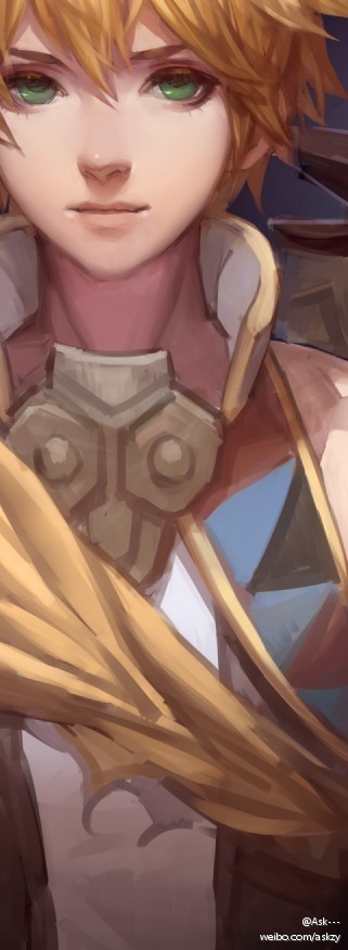 1boy ask_(askzy) bare_shoulders black_background closed_mouth green_eyes league_of_legends shirt short_hair solo_focus standing staring white_shirt