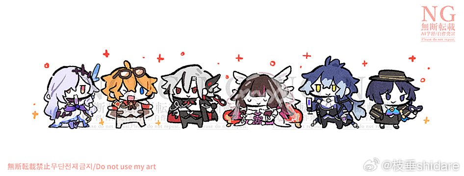 &gt;_o 3boys 3girls ahoge arlecchino_(genshin_fes_2026)_(genshin_impact) arlecchino_(genshin_impact) arm_behind_back artist_name ascot black_cape black_eyes black_hair black_hat black_pants black_vest blue_eyes blue_hair blunt_bangs blunt_ends blunt_tresses boater_hat bridal_veil cape center-flap_bangs chibi closed_mouth coat colored_extremities columbina_(genshin_fes_2026)_(genshin_impact) columbina_(genshin_impact) cup dress eyewear_on_head facing_another flins_(genshin_fes_2026)_(genshin_impact) flins_(genshin_impact) frown genshin_impact glass gold_trim grey_cloak grey_hair grey_pants grey_vest hair_between_eyes hair_ornament hair_ribbon hat head_wings holding holding_cup jitome long_hair looking_at_another looking_to_the_side multicolored_hair multiple_boys multiple_girls multiple_wings one_eye_closed open_mouth orange_hair outstretched_arms pants parted_bangs pink_hair purple_coat red_cape red_eyes ribbon scaramouche_(genshin_impact) shidare_(youh4016) shirt skirk_(genshin_fes_2026)_(genshin_impact) skirk_(genshin_impact) smile spread_arms standing streaked_hair tartaglia_(genshin_fes_2026)_(genshin_impact) tartaglia_(genshin_impact) tress_ribbon two-sided_cape two-sided_fabric veil vest wanderer_(genshin_fes_2026)_(genshin_impact) wanderer_(genshin_impact) watermark white_ascot white_dress white_hair white_shirt white_wings wings yellow_eyes