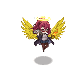 1girl aged_down angel angel_wings animated animated_png artist_request aura black_coat blinking blue_skirt breasts brown_pantyhose chibi clipboard closed_mouth coat expressionless feathered_wings fire flapping flying full_body grey_sweater_vest halo holding holding_clipboard holding_torch large_breasts long_hair long_sleeves lowres mon-musu_quest! mon-musu_quest:_paradox monster_musume_td necktie official_art pantyhose pleated_skirt ponytail promestein red-framed_eyewear red_eyes red_hair red_necktie semi-rimless_eyewear shadow sidelocks simple_background skirt solo sweater_vest third-party_source torch traditional_halo transparent_background under-rim_eyewear wings yellow_wings