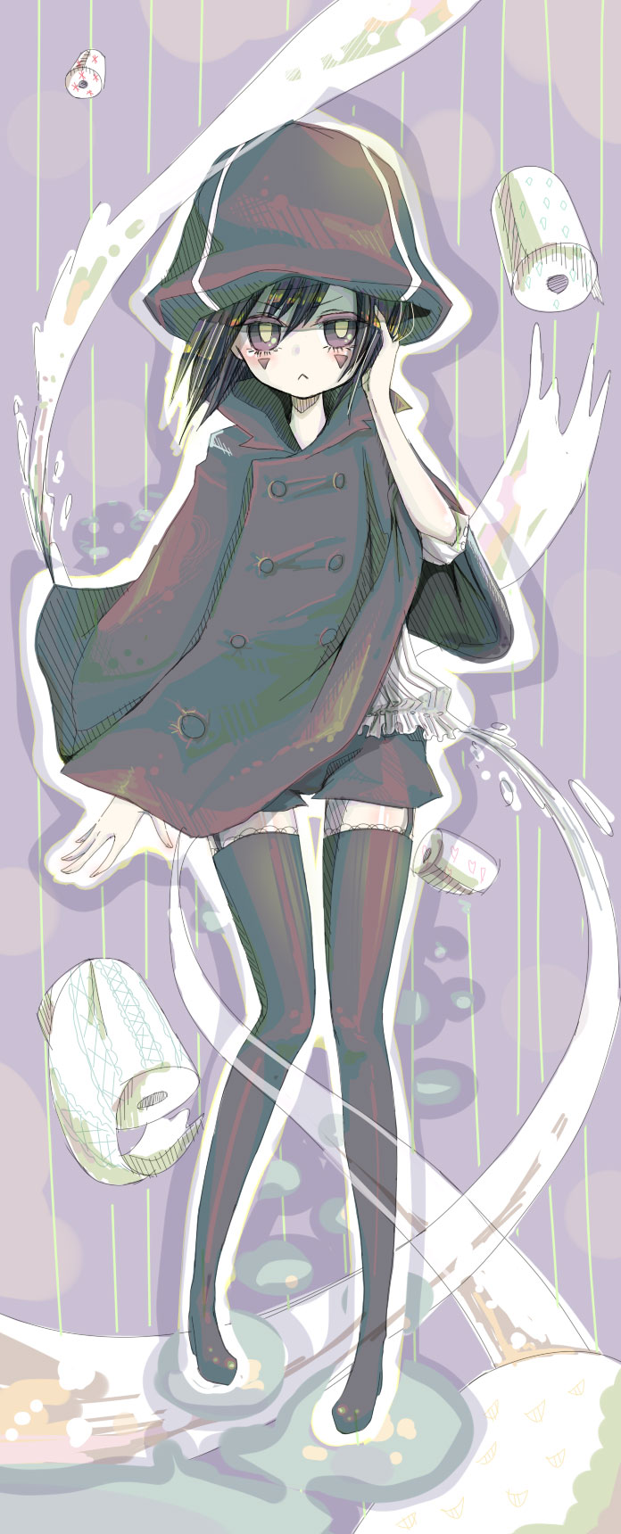 androgynous boots coat full_body gender_request hat highres katekyo_hitman_reborn! mammon_(reborn) purple_hair short_hair solo thigh_boots thighhighs