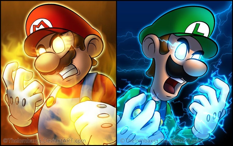 angry bad_deviantart_id bad_id facial_hair fire fire_power gloves hat luigi mario mario_&amp;_luigi:_superstar_saga mario_(series) mario_strikers_(series) mario_strikers_charged mustache nintendo overalls powering_up shirt super_power teeth thelombax51 thunder thunder_power