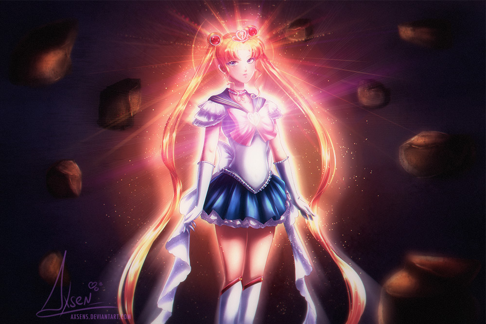 1girl artist_name axsen bad_id bad_pixiv_id bishoujo_senshi_sailor_moon blonde_hair blue_sailor_collar blue_skirt boots bow brooch choker elbow_gloves embellished_costume female_focus gem gloves glowing heart heart_brooch jewelry knee_boots long_hair miniskirt pearl_(gemstone) pink_bow pleated_skirt pretty_guardian_sailor_moon princess_sailor_moon sailor_collar sailor_moon signature skirt solo tiara tsukino_usagi twintails very_long_hair watermark web_address white_boots white_gloves
