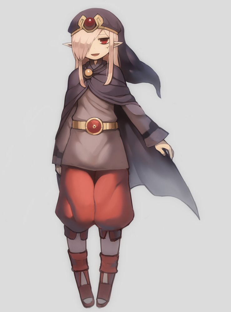 1boy black_cape black_hat brown_footwear cape commentary_request full_body grey_background grey_hair hair_over_one_eye harau hat long_sleeves male_focus nintendo open_mouth pale_skin pointy_ears red_eyes simple_background solo standing the_legend_of_zelda the_legend_of_zelda:_the_minish_cap tunic vaati