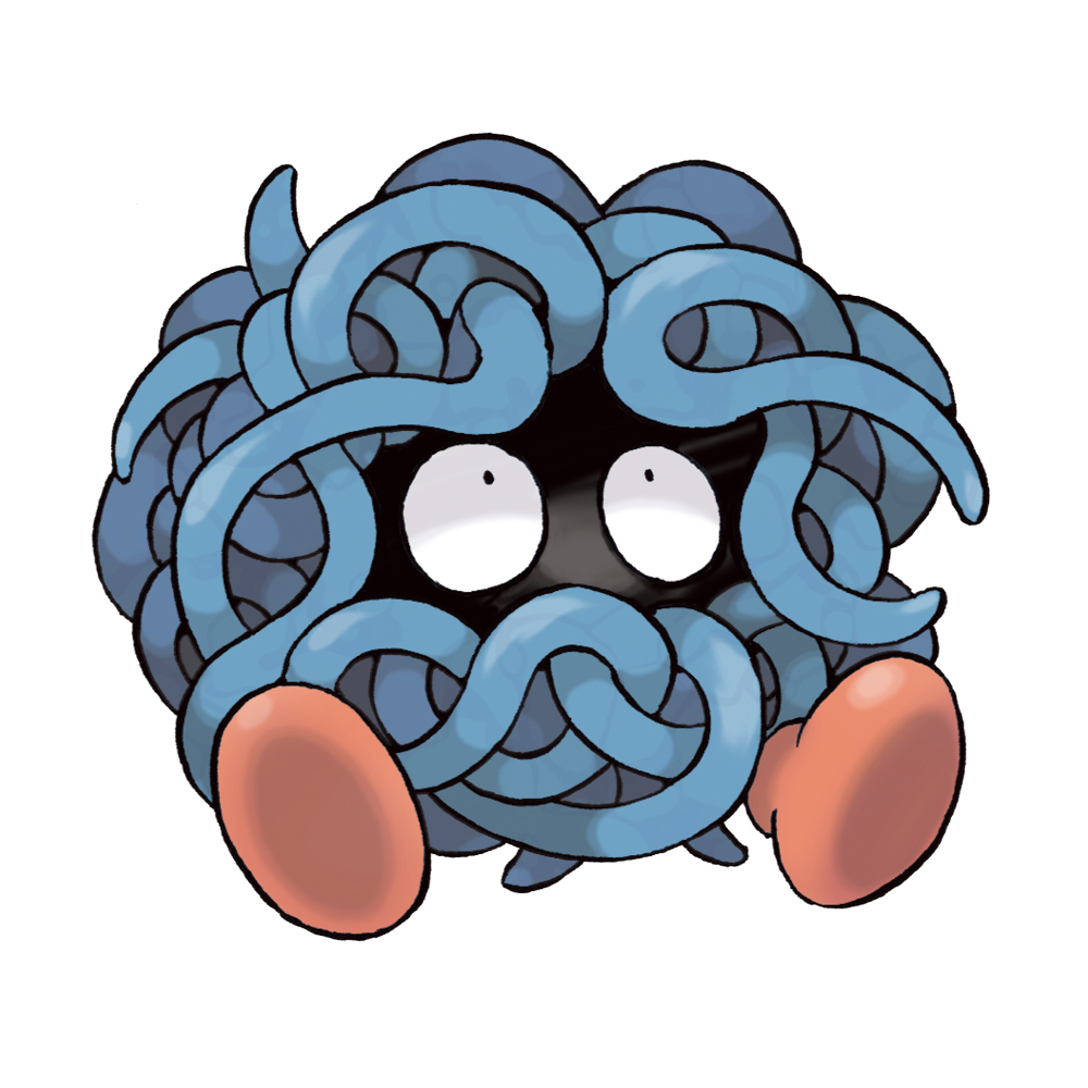 full_body gen_1_pokemon nintendo no_humans official_art pokemon pokemon_(creature) pokemon_focus pokemon_frlg simple_background sitting solo sugimori_ken tangela third-party_source white_background