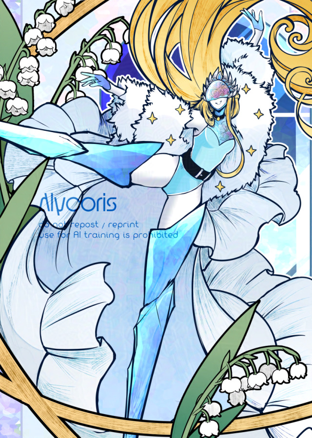 1girl blonde_hair cendrillmon digimon digimon_(creature) digimon_liberator female_focus long_hair mask solo