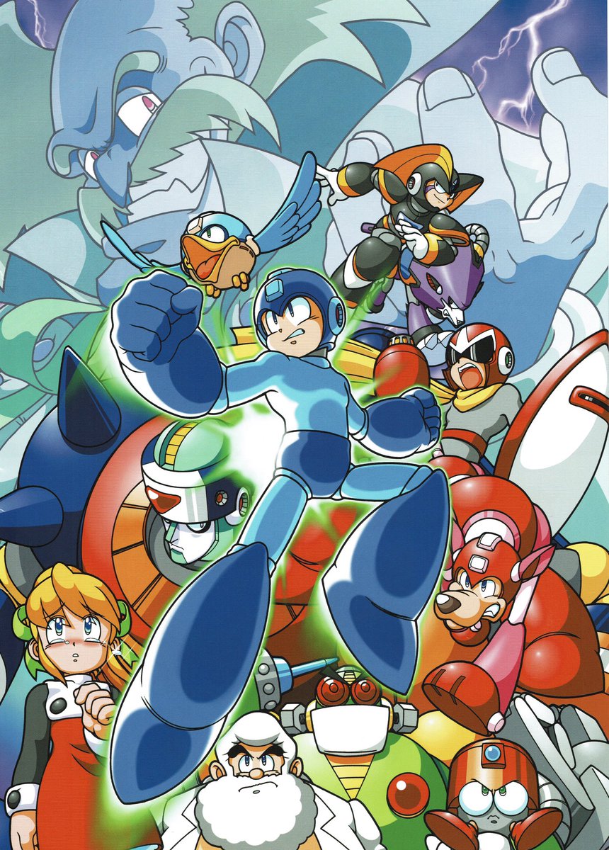 2boys angry auto_(mega_man) bass_(mega_man) beard blonde_hair blue_eyes capcom diffraction_spikes dr._light_(mega_man) dr._wily_(mega_man) duo_(mega_man) eyes_visible_through_hair facial_hair grin highres mega_man_(character) mega_man_(classic) mega_man_(series) mega_man_8 multiple_boys mustache non-humanoid_robot official_art old old_man open_mouth proto_man robot robot_animal robot_dog roll_(mega_man) rush_(mega_man) smile tears