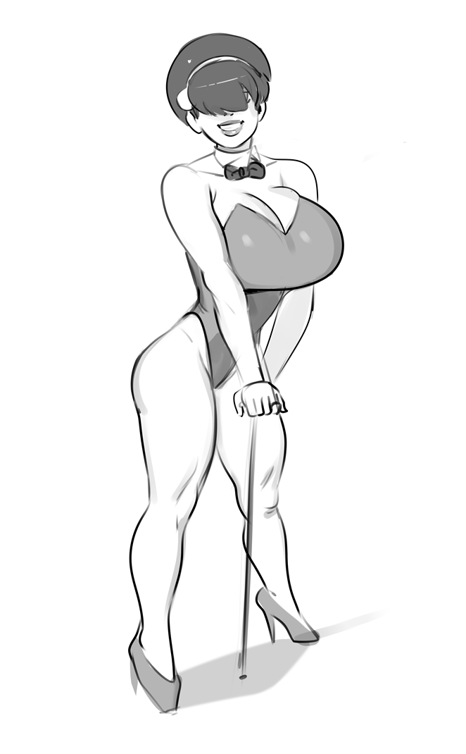 avatar:_the_last_airbender avatar_legends breasts cane cleavage hair_over_eyes high_heels huge_breasts leotard lipstick makeup morganagod toph_beifong