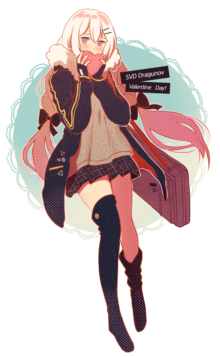 1girl black_footwear dragunov_svd dress girls&#039;_frontline gun long_hair rifle silence_girl sniper_rifle svd_(girls&#039;_frontline) twintails weapon white_hair