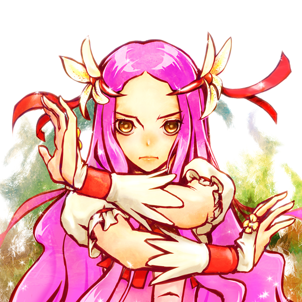 10s 1girl amon_(mulciber) cure_flower female_focus hanasaki_kaoruko heartcatch_precure! magical_girl pink_hair precure revision solo yellow_eyes