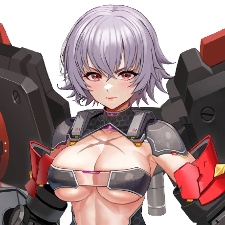 1girl armor armpit_crease bandeau breasts cleavage closed_mouth cross_scar crossed_bangs eyelashes female_focus game_cg grey_hair large_breasts last_origin looking_at_viewer mechanical_wings official_art power_armor red_eyes retsuna sarena_(last_origin) scar scar_on_chest short_hair shoulder_armor skindentation taesi toned toned_female transparent_background upper_body v-shaped_eyebrows wings