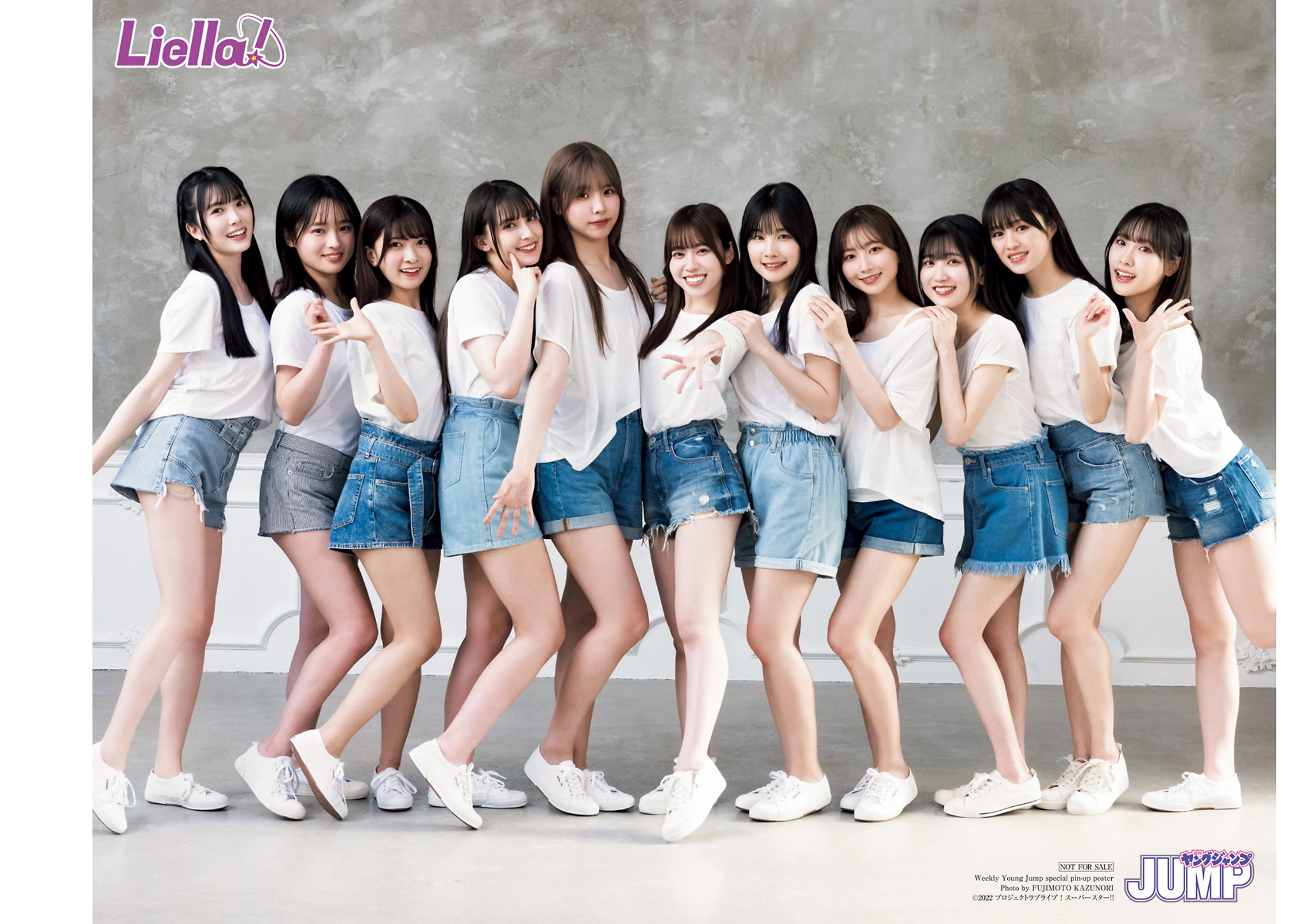 aoyama_nagisa date_sayuri emori_aya highres indoors liyuu looking_at_viewer magazine_scan misaki_nako multiple_girls ookuma_wakana payton_naomi photo_(medium) sakakura_sakura scan shirt short_shorts shorts smile standing suzuhara_nozomi_(voice_actor) voice_actor white_shirt yabushima_akane yuina
