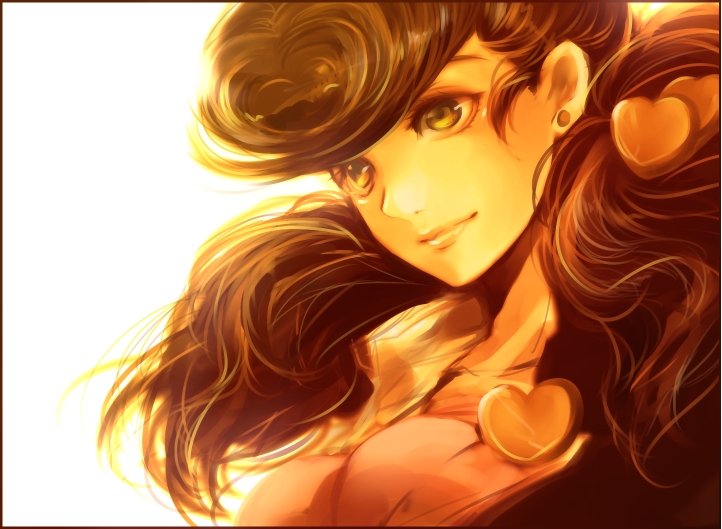 1girl bakanoise brown_eyes brown_hair female_focus genderswap genderswap_(mtf) heart higashikata_josuke jojo_no_kimyou_na_bouken long_hair pompadour sadahara_inako solo twintails