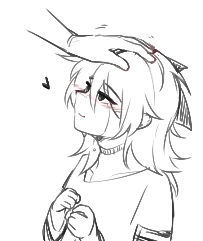 animal_ears collar cry_(crydiaa) crydiaa_(artist) headpat heart indie_virtual_youtuber long_shirt original sketch tears