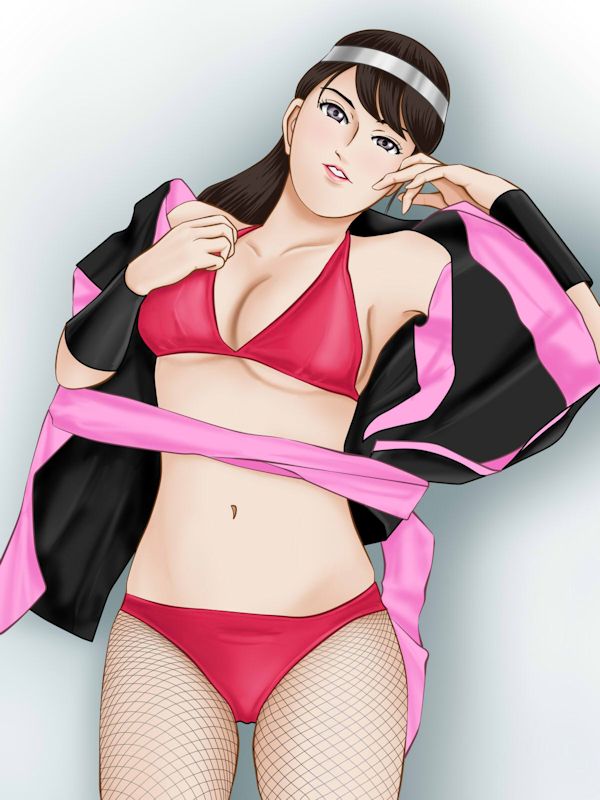 1girl bikini fishnets ninja momochi_kasumi sa-bo shuriken_sentai_ninninger super_sentai swimsuit undressing