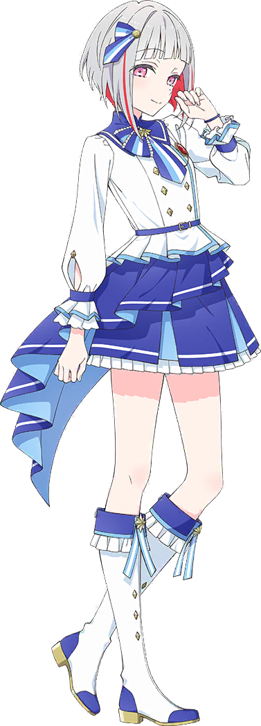 1girl 365_days_(love_live!) blue_necktie blue_ribbon blue_sailor_collar blue_skirt bob_cut boots buttons colored_inner_hair crossed_legs diagonal_bangs double-breasted fold-over_boots frilled_boots frills game_cg grey_hair hair_ribbon inverted_bob knee_boots layered_skirt link!_like!_love_live! long_sleeves looking_at_viewer love_live! miniskirt multicolored_hair necktie official_alternate_costume official_art pleated_skirt puffy_long_sleeves puffy_sleeves red_eyes red_hair ribbon sailor_collar sailor_shirt shirt short_hair simple_background skirt solo standing streaked_hair striped_clothes striped_ribbon third-party_source transparent_background vertical-striped_clothes vertical-striped_necktie virtual_youtuber white_boots white_shirt yugiri_tsuzuri