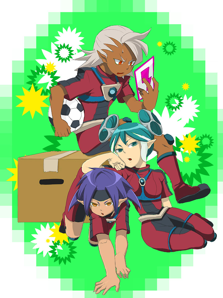 child inazuma_eleven inazuma_eleven_(series) maquia metron_(inazuma_eleven) mutou_satoshi segata_ryuuichiro sumeragi_maki sweat tagme wahashit zel