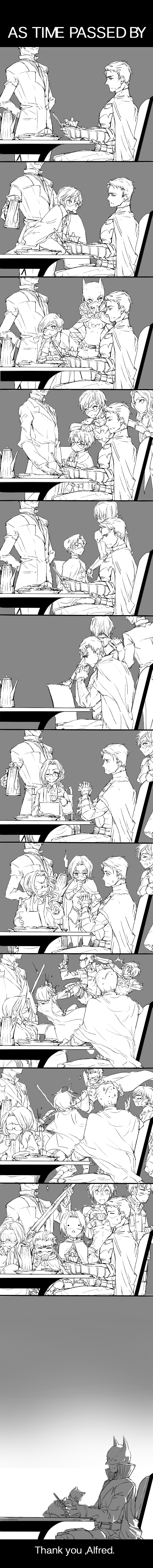 1boy 1girl 2boys 3boys 4boys 5boys 6+boys absurdres alfred_pennyworth barbara_gordon bat_(symbol) batgirl batman batman_(series) bodysuit brothers bruce_wayne butler cape cat chair comic comic_strip cup damian_wayne dc_comics dick_grayson domino_mask drink eating family father_and_son fermiumice fighting food gauntlets gloves gun unworn_headwear helmet highres jacket jason_todd jumping kicking mask monochrome multiple_boys multiple_persona necktie newspaper oracle oracle_(dc) plate reading red_hood_(dc) robin_(dc) shotgun siblings sitting smile staff surprised table teacup teapot tim_drake tuxedo weapon wheelchair wink