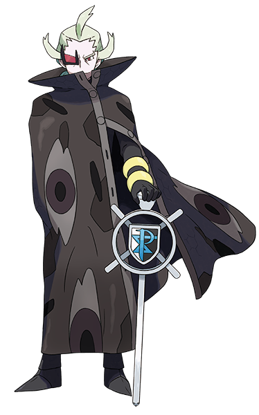 1boy ahoge bracelet buttons cane cloak eyepiece full_body ghetsis_(pokemon) green_hair holding holding_cane jewelry looking_at_viewer male_focus nintendo official_art oomura_yuusuke pokemon pokemon_bw2 red-tinted_eyewear red_eyes solo standing tinted_eyewear transparent_background