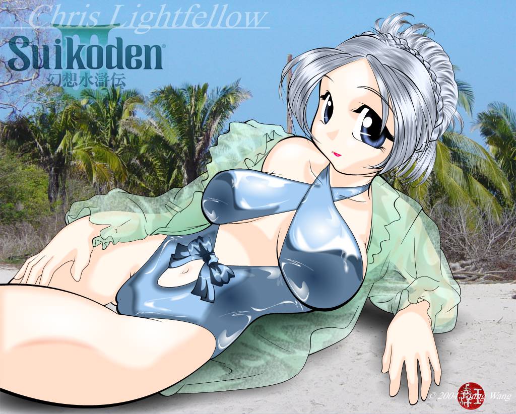 beach chris_lightfellow day gensou_suikoden gensou_suikoden_iii solo swimsuit tagme young_wang