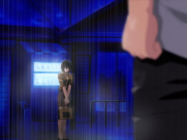 1girl green_green iino_chigusa katakura_shinji rain takazaki_yuusuke